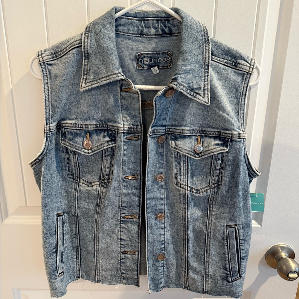 Maurices Light Blue Denim Vest